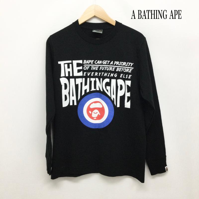 アベイシングエイプ A BATHING APE Tシャツ 長袖 a bathing ape ビッグラバー ロンT M プリント 黒 / ブラック / black メンズ USED 古着 中古 50169922