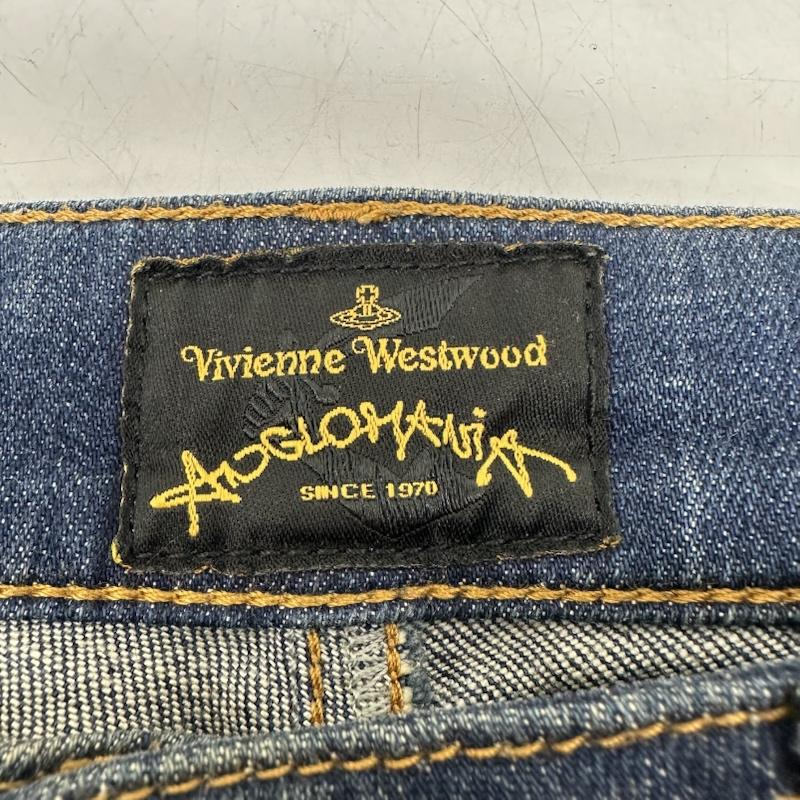 ウ゛ィウ゛ィアンウエストウッドアング Vivienne Westwood Anglomania パンツ デニム、ジーンズ オーブ 刺繍 ダメージ スキニー デニム パンツ 28インチ インディゴ / インディゴ / Indigo メンズ USED 古着 中古 50169947