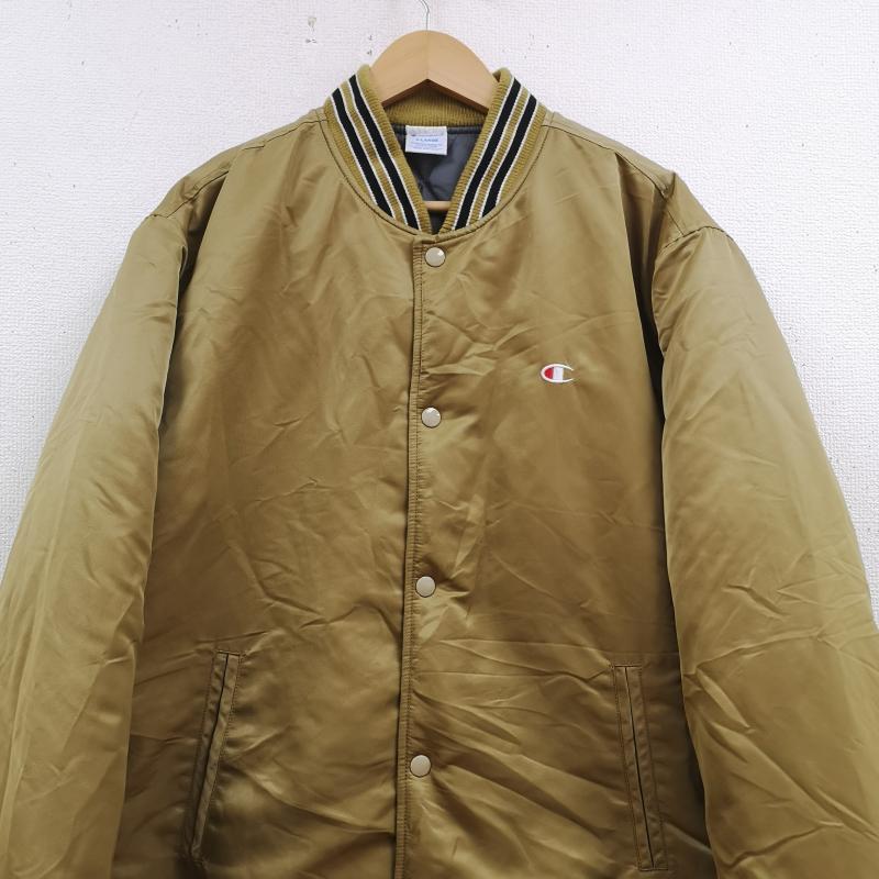 チャンピオン Champion ジャケット、上着 ジャンパー、ブルゾン ロゴ 刺繡 ナイロン スタジアム ジャケット スタジャン C8-Q620 XL マスタード / マスタード / メンズ USED 古着 中古 50169956