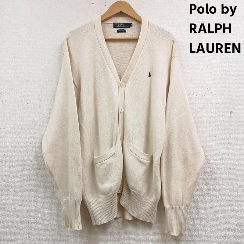 ポロバイラルフローレン Polo by RALPH LAUREN カーディガン 長袖 ワンポイント ポニー ロゴ 刺繍 コットン ニット カーディガン M 白 / ホワイト / white X ベージュ / ベージュ / beige メンズ USED 古着 中古 50169958