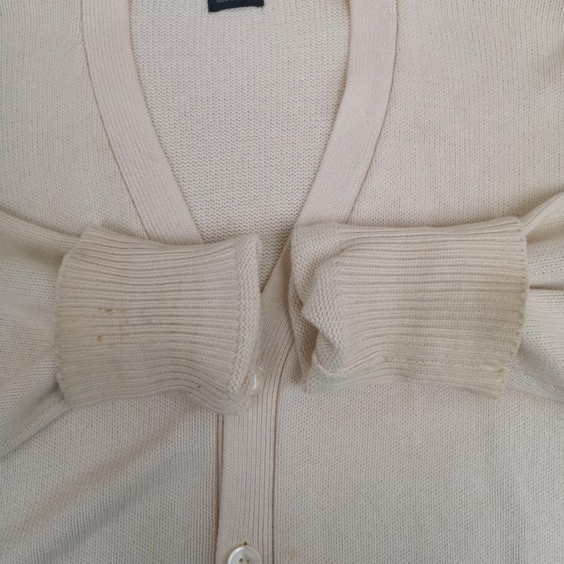 ポロバイラルフローレン Polo by RALPH LAUREN カーディガン 長袖 ワンポイント ポニー ロゴ 刺繍 コットン ニット カーディガン M 白 / ホワイト / white X ベージュ / ベージュ / beige メンズ USED 古着 中古 50169958