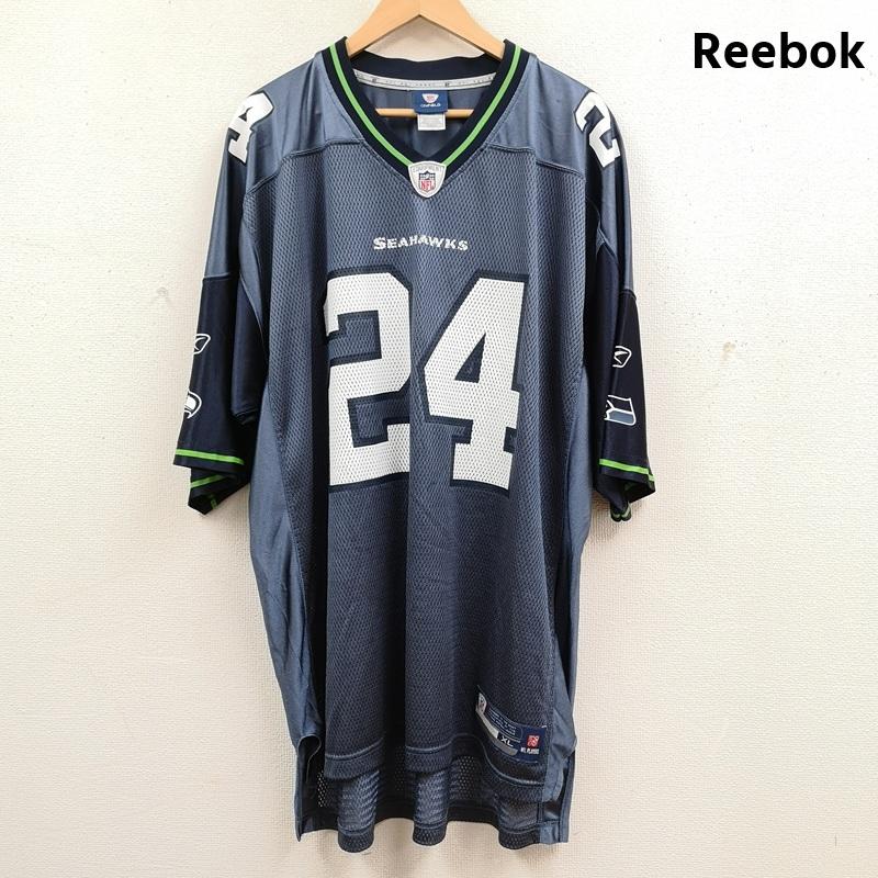 リーボック Reebok カットソー 半袖 NFL シアトル シーホークス Seattle Seahawks アメリカン フットボール ゲーム シャツ ユニフォーム XL 水色 / ライトブルー / X 紺 / ネイビー / navy メンズ USED 古着 中古 50169968