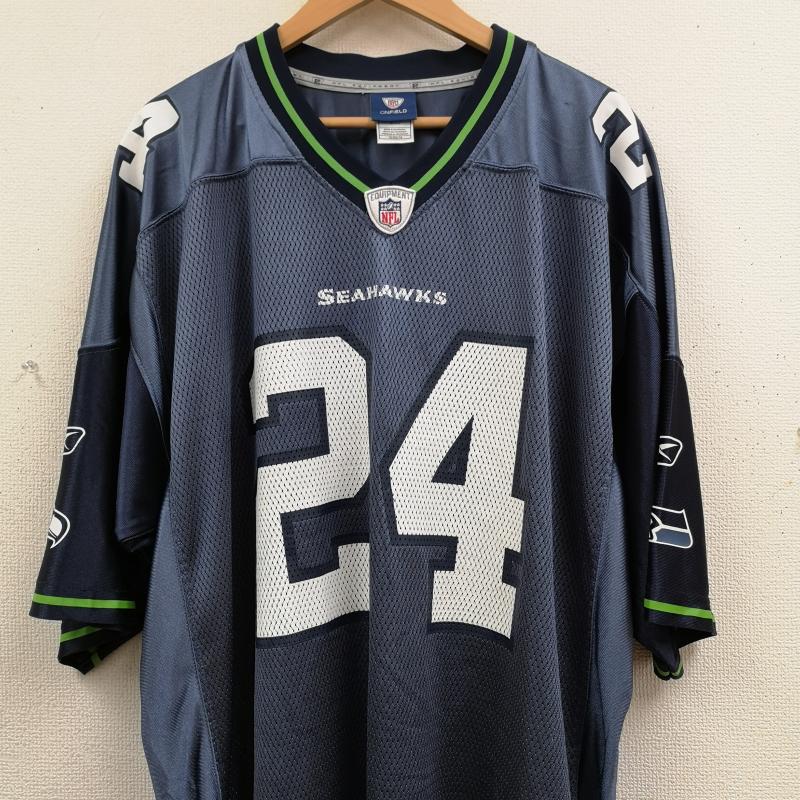 リーボック Reebok カットソー 半袖 NFL シアトル シーホークス Seattle Seahawks アメリカン フットボール ゲーム シャツ ユニフォーム XL 水色 / ライトブルー / X 紺 / ネイビー / navy メンズ USED 古着 中古 50169968