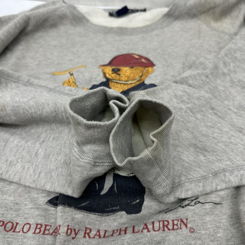 ポロラルフローレン POLO RALPH LAUREN トレーナー 半袖 90s ポロベア プリント スウェット M 灰 / グレー / gray メンズ USED 古着 中古 50169984