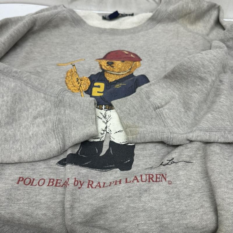 ポロラルフローレン POLO RALPH LAUREN トレーナー 半袖 90s ポロベア プリント スウェット M 灰 / グレー / gray メンズ USED 古着 中古 50169984