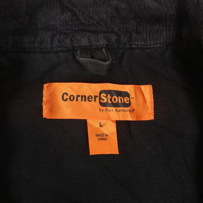 古着 USED ジャケット、上着 ジャンパー、ブルゾン CornerStone コーナーストーン バイエル Bayer社 企業 襟コーデュロイ ダック ワーク ジャケット L 黒 / ブラック / black メンズ USED 古着 中古 50169986