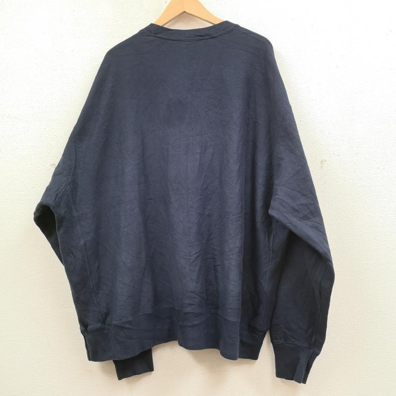 チャンピオン Champion トレーナー 長袖 Reverse Weave ダラスダウン ハイスクール 水泳部 カレッジ プリント スウェット トレーナー - 紺 / ネイビー / navy X 白 / ホワイト / white メンズ USED 古着 中古 50169995