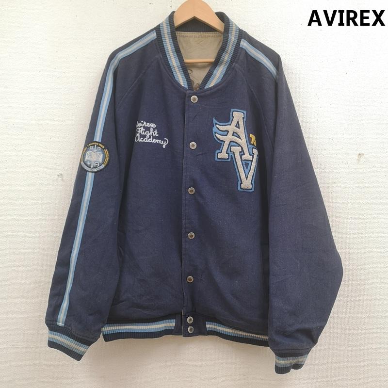 アヴィレックス AVIREX ジャケット、上着 ジャンパー、ブルゾン リバーシブル 2WAY ウール バーシティ ジャケット スタジャン XL 紺 / ネイビー / navy X ベージュ / ベージュ / beige メンズ USED 古着 中古 50170003
