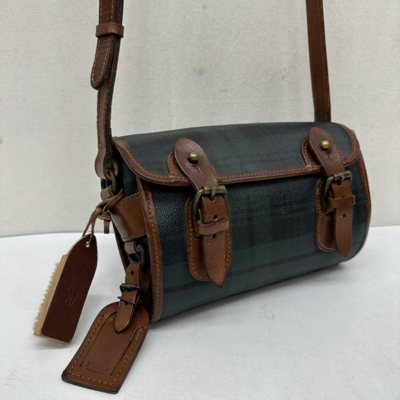 ポロラルフローレン POLO RALPH LAUREN ショルダーバッグ ショルダーバッグ 90s チェック レザ－ ショルダー バッグ ブラシ ストラップ付 - 緑 / グリーン / green レディース USED 古着 中古 50170004