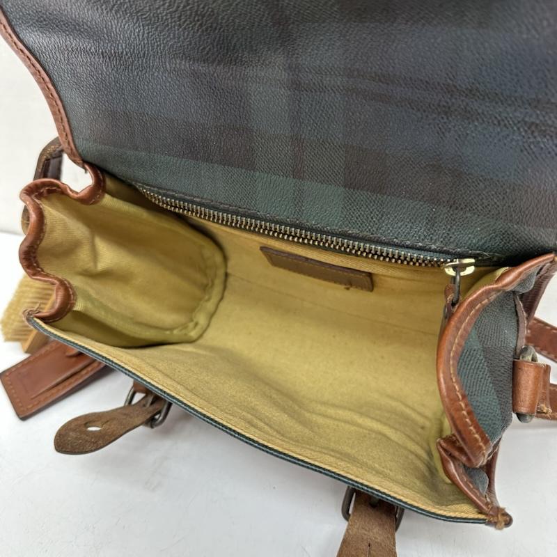 ポロラルフローレン POLO RALPH LAUREN ショルダーバッグ ショルダーバッグ 90s チェック レザ－ ショルダー バッグ ブラシ ストラップ付 - 緑 / グリーン / green レディース USED 古着 中古 50170004