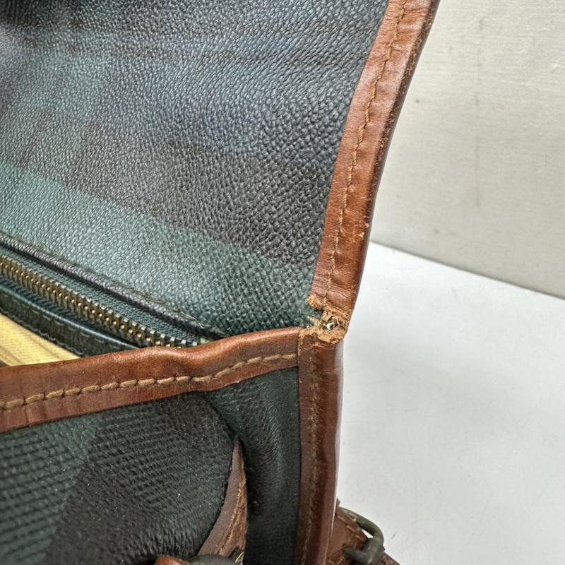 ポロラルフローレン POLO RALPH LAUREN ショルダーバッグ ショルダーバッグ 90s チェック レザ－ ショルダー バッグ ブラシ ストラップ付 - 緑 / グリーン / green レディース USED 古着 中古 50170004