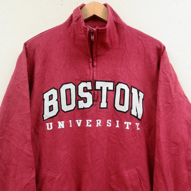チャンピオン Champion トレーナー 長袖 ボストン 大学 BOSTON UNIVERSITY ハーフ ジップ スウェット トレーナー L 赤 / レッド / red メンズ USED 古着 中古 50170014