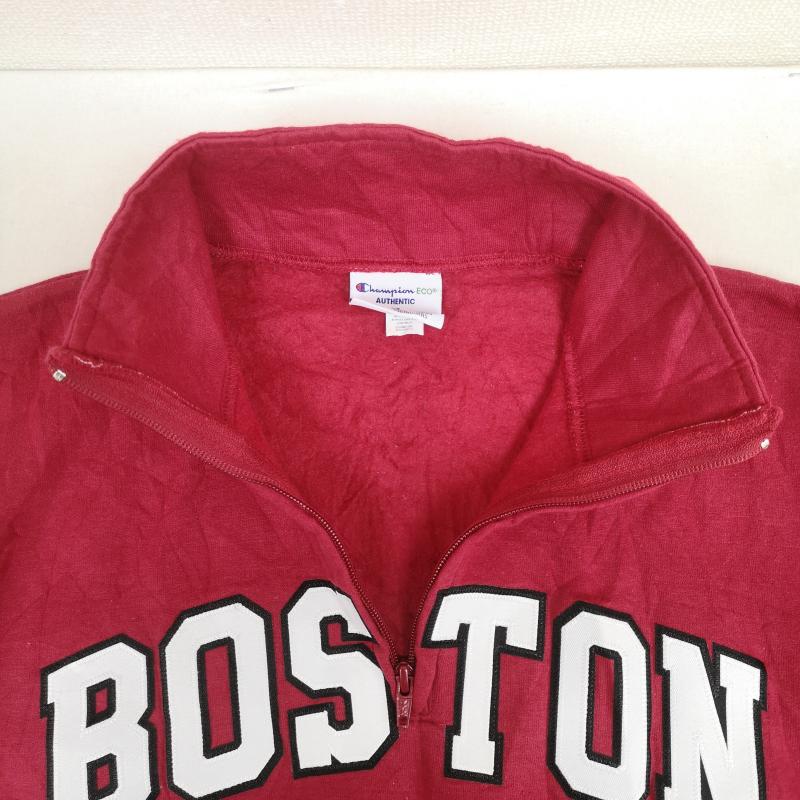 チャンピオン Champion トレーナー 長袖 ボストン 大学 BOSTON UNIVERSITY ハーフ ジップ スウェット トレーナー L 赤 / レッド / red メンズ USED 古着 中古 50170014