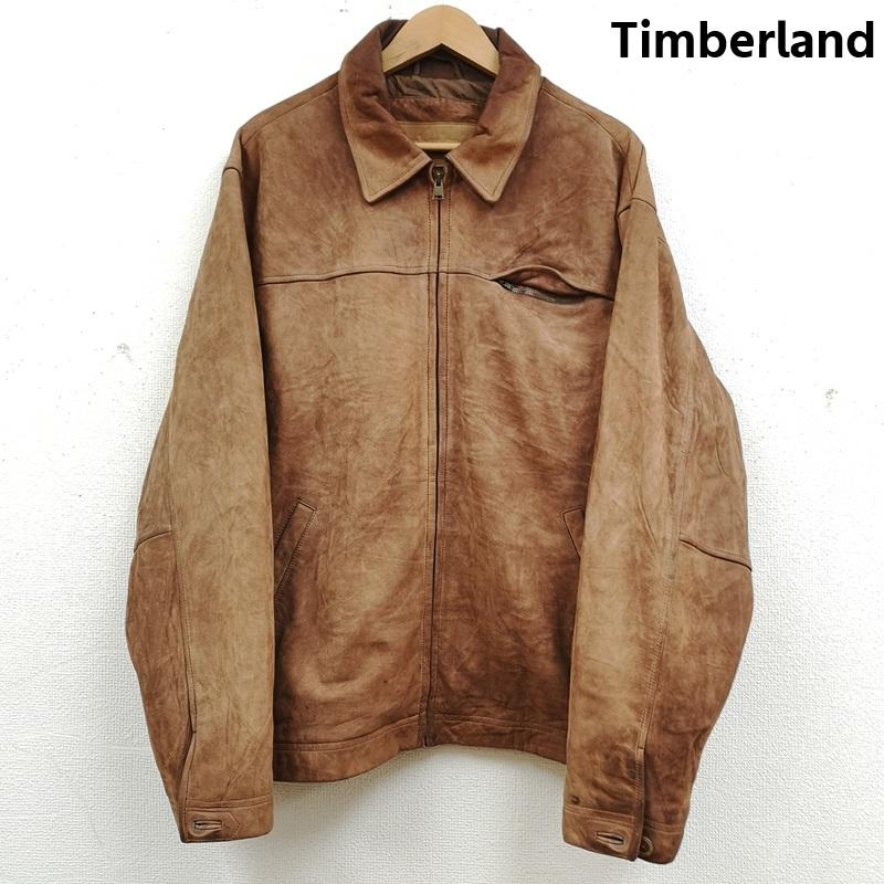 ティンバーランド Timberland ジャケット、上着 レザージャケット 02AW カウハイド 本革 レザー ジャケット 20257 L 茶 / ブラウン / brown メンズ USED 古着 中古 50170018