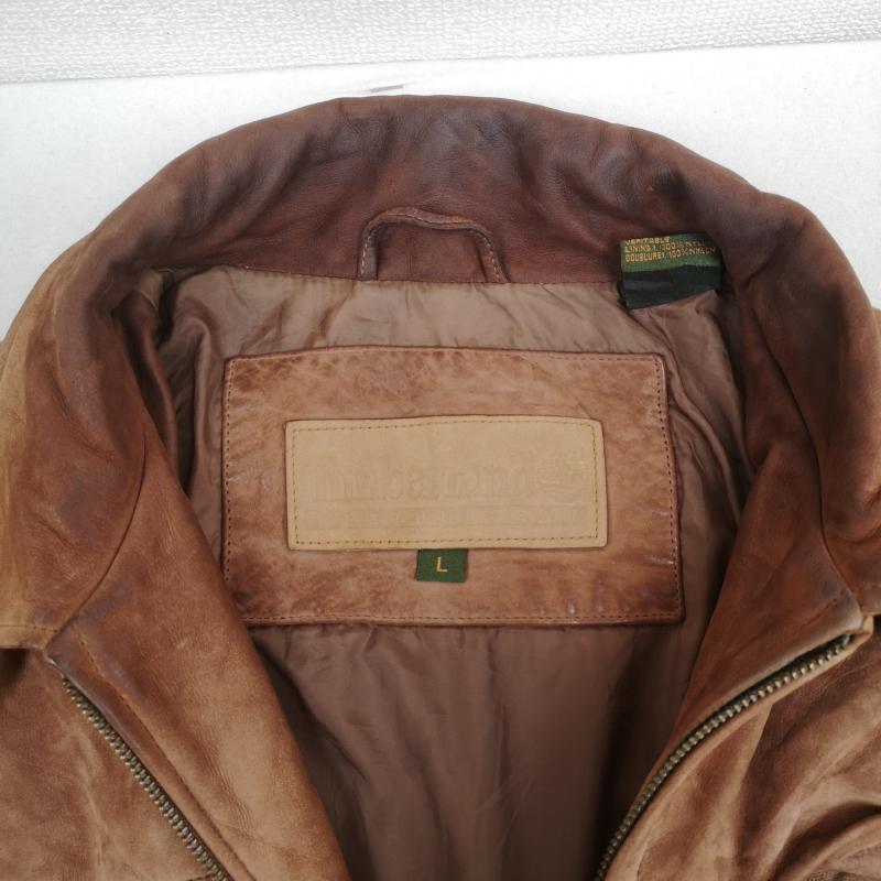 ティンバーランド Timberland ジャケット、上着 レザージャケット 02AW カウハイド 本革 レザー ジャケット 20257 L 茶 / ブラウン / brown メンズ USED 古着 中古 50170018