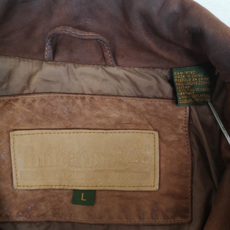 ティンバーランド Timberland ジャケット、上着 レザージャケット 02AW カウハイド 本革 レザー ジャケット 20257 L 茶 / ブラウン / brown メンズ USED 古着 中古 50170018