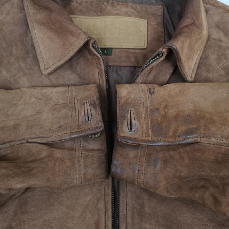 ティンバーランド Timberland ジャケット、上着 レザージャケット 02AW カウハイド 本革 レザー ジャケット 20257 L 茶 / ブラウン / brown メンズ USED 古着 中古 50170018
