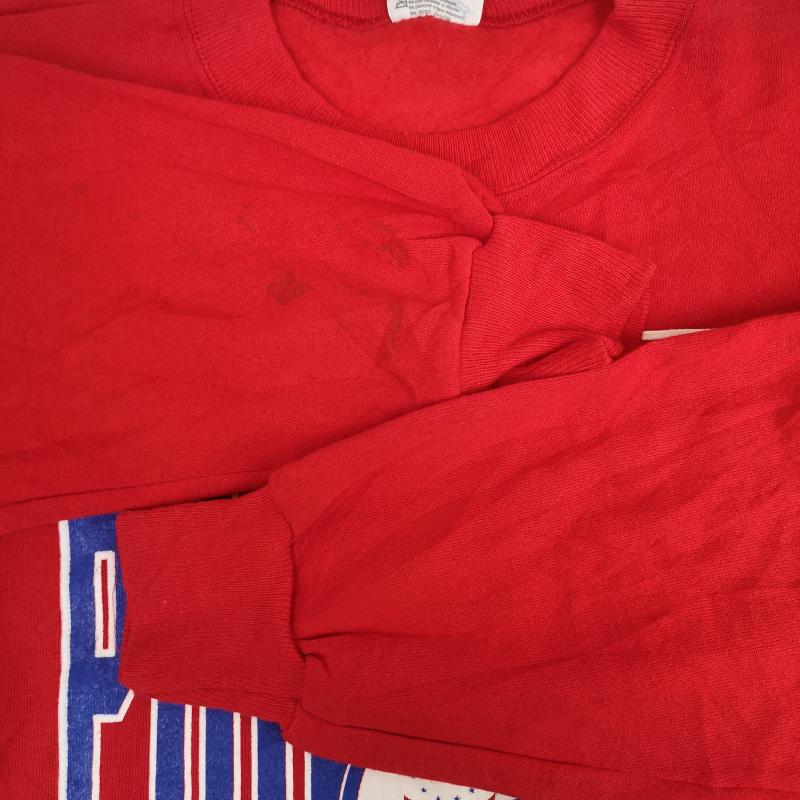 古着 USED トレーナー 長袖 Hanes USA製 NBA Philadelphia 76ers シクサーズ クルーネック スウェット トレーナー L 赤 / レッド / red メンズ USED 古着 中古 50170021