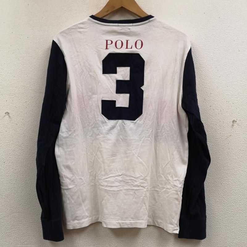ポロラルフローレン POLO RALPH LAUREN Tシャツ 長袖 ビッグポニー クラウンクレスト 刺繍 長袖 Tシャツ ロンT S 白 / ホワイト / white X 紺 / ネイビー / navy メンズ USED 古着 中古 50170029