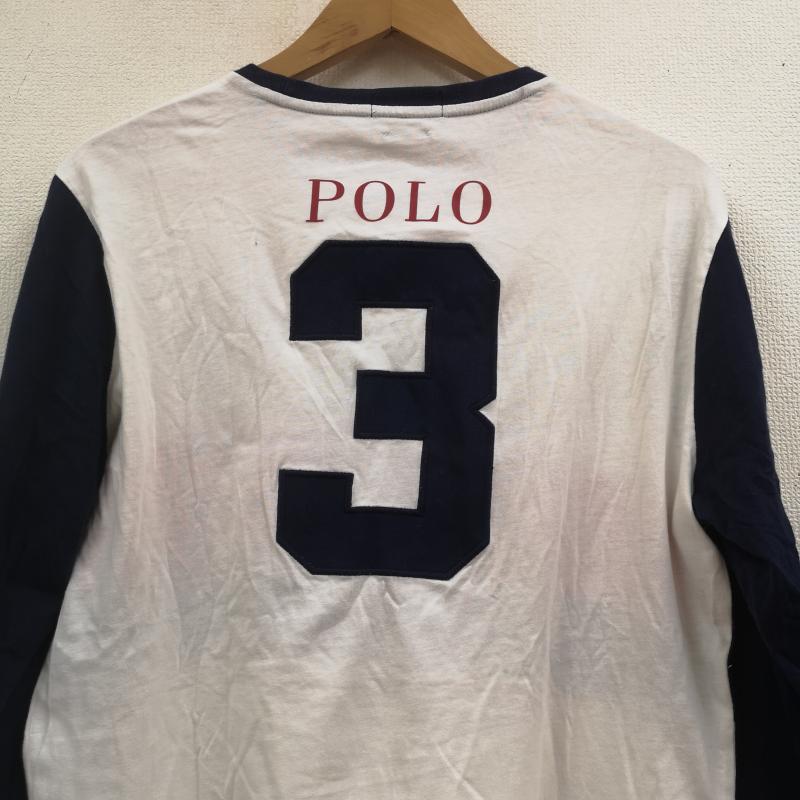 ポロラルフローレン POLO RALPH LAUREN Tシャツ 長袖 ビッグポニー クラウンクレスト 刺繍 長袖 Tシャツ ロンT S 白 / ホワイト / white X 紺 / ネイビー / navy メンズ USED 古着 中古 50170029