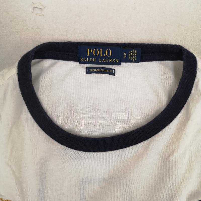 ポロラルフローレン POLO RALPH LAUREN Tシャツ 長袖 ビッグポニー クラウンクレスト 刺繍 長袖 Tシャツ ロンT S 白 / ホワイト / white X 紺 / ネイビー / navy メンズ USED 古着 中古 50170029