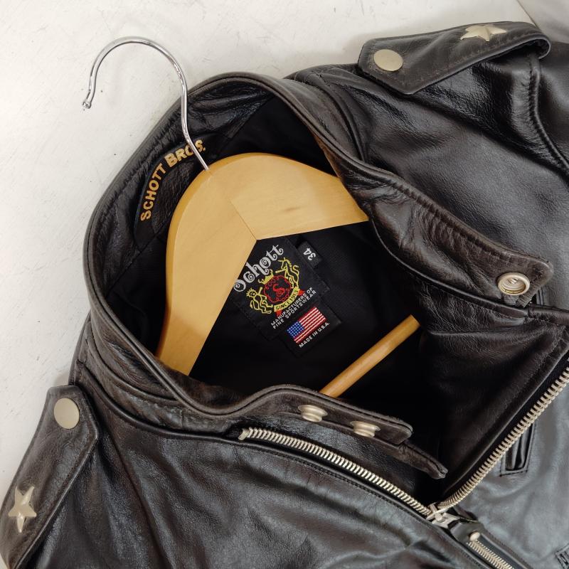 ショット schott ジャケット、上着 ライダース ワンスター スタンドカラー ライダース ジャケット 34 黒 / ブラック / black メンズ USED 古着 中古 50170032