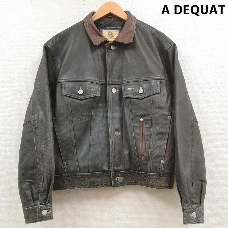 古着 USED ジャケット、上着 レザージャケット A DEQUAT アディクウィト カウハイド 牛革レザー トラッカー ジャケット M 黒 / ブラック / black X 茶 / ブラウン / brown メンズ USED 古着 中古 50170034