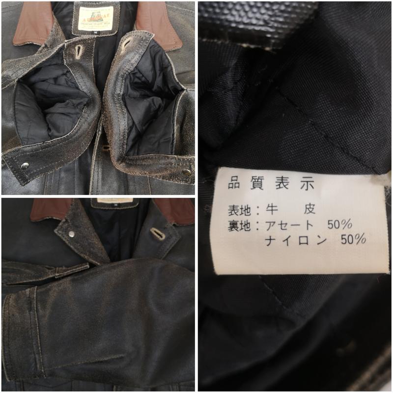 古着 USED ジャケット、上着 レザージャケット A DEQUAT アディクウィト カウハイド 牛革レザー トラッカー ジャケット M 黒 / ブラック / black X 茶 / ブラウン / brown メンズ USED 古着 中古 50170034