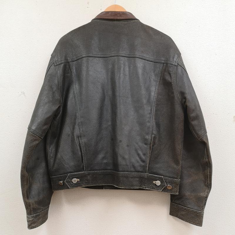 古着 USED ジャケット、上着 レザージャケット A DEQUAT アディクウィト カウハイド 牛革レザー トラッカー ジャケット M 黒 / ブラック / black X 茶 / ブラウン / brown メンズ USED 古着 中古 50170034