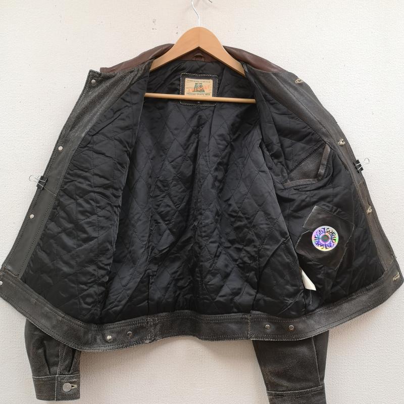 古着 USED ジャケット、上着 レザージャケット A DEQUAT アディクウィト カウハイド 牛革レザー トラッカー ジャケット M 黒 / ブラック / black X 茶 / ブラウン / brown メンズ USED 古着 中古 50170034
