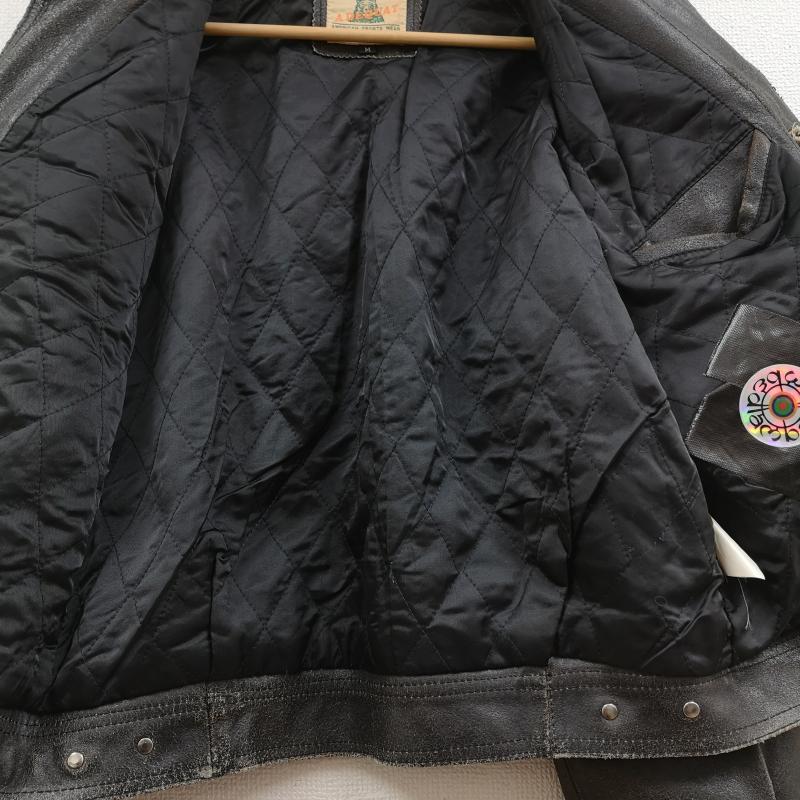 古着 USED ジャケット、上着 レザージャケット A DEQUAT アディクウィト カウハイド 牛革レザー トラッカー ジャケット M 黒 / ブラック / black X 茶 / ブラウン / brown メンズ USED 古着 中古 50170034