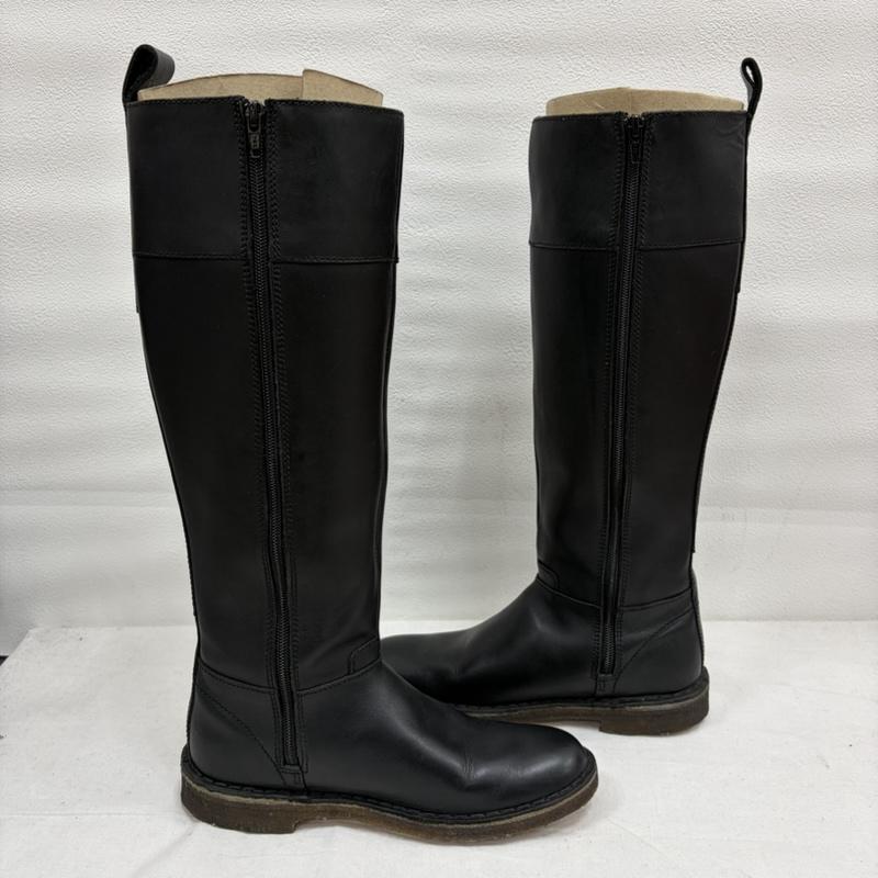 クラークス オリジナルズ Clarks Originals ブーツ ロングブーツ レザー サイドジップ ロング ブーツ 38 24 24.0cm 無地 X ワンポイント X ロゴ、文字 黒 / ブラック / black レディース USED 古着 中古 50170038