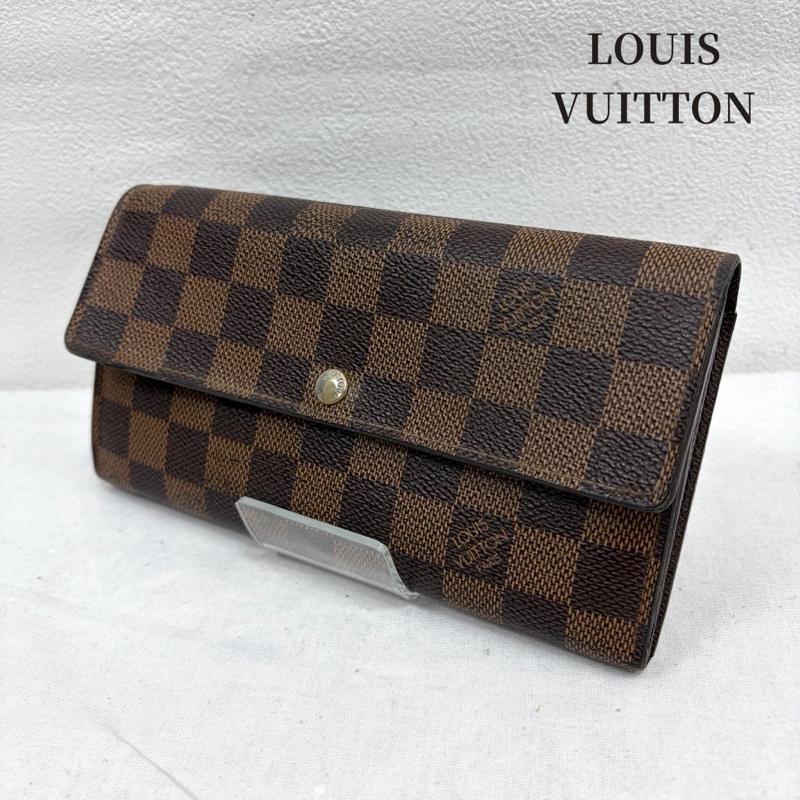 ルイヴィトン LOUIS VUITTON 財布 長財布 ダミエ レザー 二つ折り 長財布 エベヌ ポルトフォイユ サラ - チェック X ロゴ、文字 茶 / ブラウン / brown メンズ USED 古着 中古 50170042