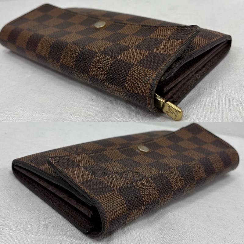 ルイヴィトン LOUIS VUITTON 財布 長財布 ダミエ レザー 二つ折り 長財布 エベヌ ポルトフォイユ サラ - チェック X ロゴ、文字 茶 / ブラウン / brown メンズ USED 古着 中古 50170042