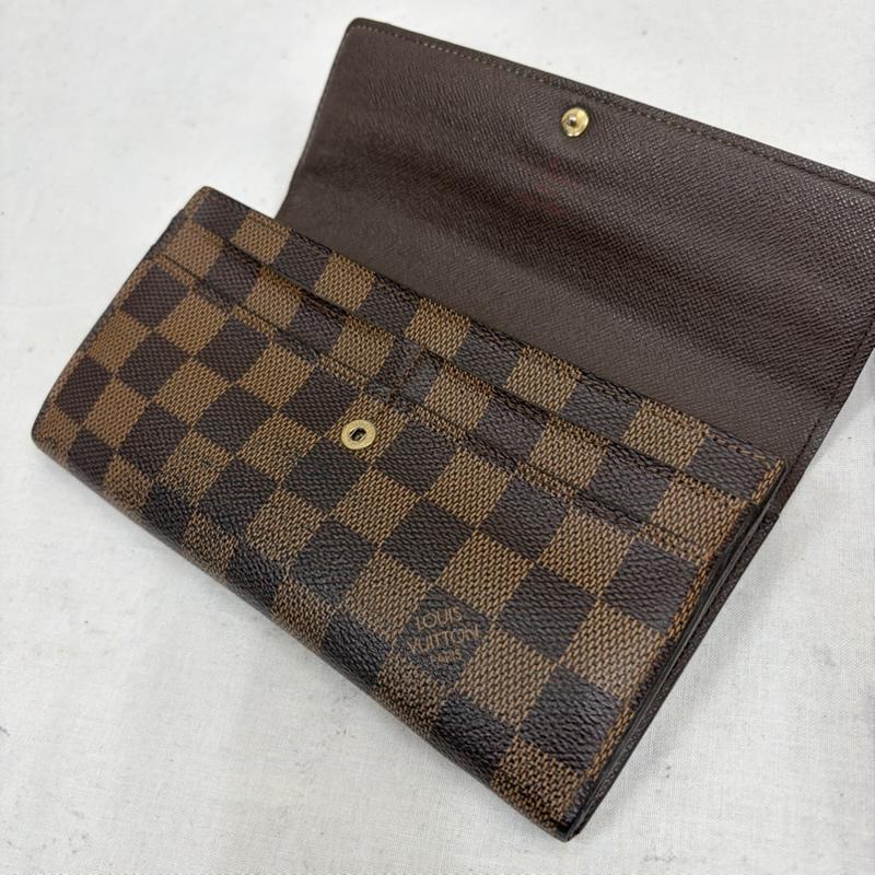 ルイヴィトン LOUIS VUITTON 財布 長財布 ダミエ レザー 二つ折り 長財布 エベヌ ポルトフォイユ サラ - チェック X ロゴ、文字 茶 / ブラウン / brown メンズ USED 古着 中古 50170042