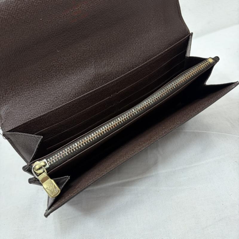 ルイヴィトン LOUIS VUITTON 財布 長財布 ダミエ レザー 二つ折り 長財布 エベヌ ポルトフォイユ サラ - チェック X ロゴ、文字 茶 / ブラウン / brown メンズ USED 古着 中古 50170042