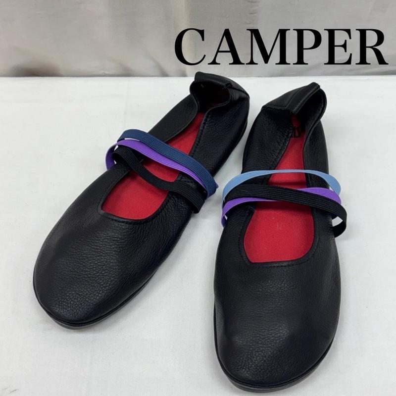 カンペール CAMPER スリッポン スリッポン K201665-002 ツインズ メリージェーン バレエ シューズ フラット ストラップ レザー - 黒 / ブラック / black レディース USED 古着 中古 50170059