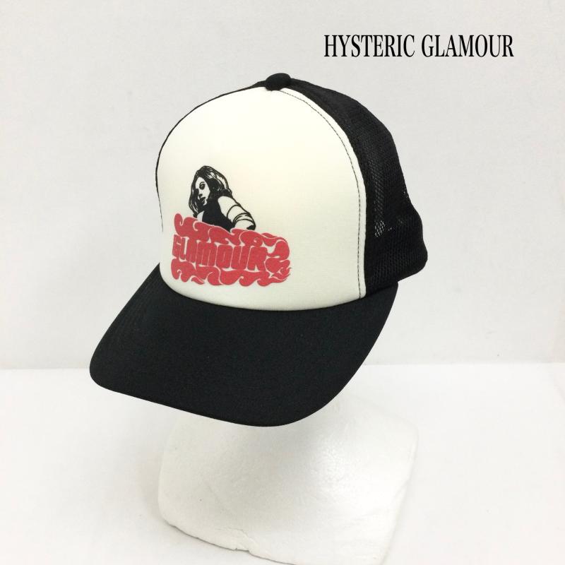 ヒステリックグラマー HYSTERIC GLAMOUR 帽子 キャップ hysteric glamour 0223QH03 メッシュキャップ FREE キャラクター 白 / ホワイト / white X 黒 / ブラック / black メンズ USED 古着 中古 50170062