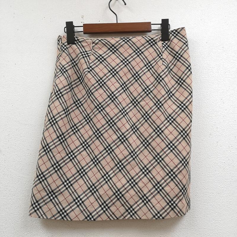 バーバリー・ブルーレーベル BURBERRY BLUE LABEL スカート ひざ丈スカート ノバチェック柄 ウール製 台形 スカート FLF70-536 38 ベージュ / ベージュ / beige X マルチカラー / マルチカラー / multicolor レディース USED 古着 中古 50170069