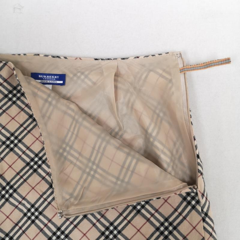 バーバリー・ブルーレーベル BURBERRY BLUE LABEL スカート ひざ丈スカート ノバチェック柄 ウール製 台形 スカート FLF70-536 38 ベージュ / ベージュ / beige X マルチカラー / マルチカラー / multicolor レディース USED 古着 中古 50170069