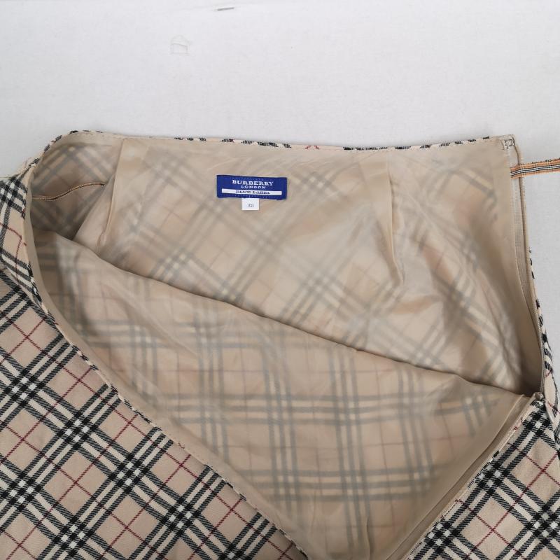 バーバリー・ブルーレーベル BURBERRY BLUE LABEL スカート ひざ丈スカート ノバチェック柄 ウール製 台形 スカート FLF70-536 38 ベージュ / ベージュ / beige X マルチカラー / マルチカラー / multicolor レディース USED 古着 中古 50170069