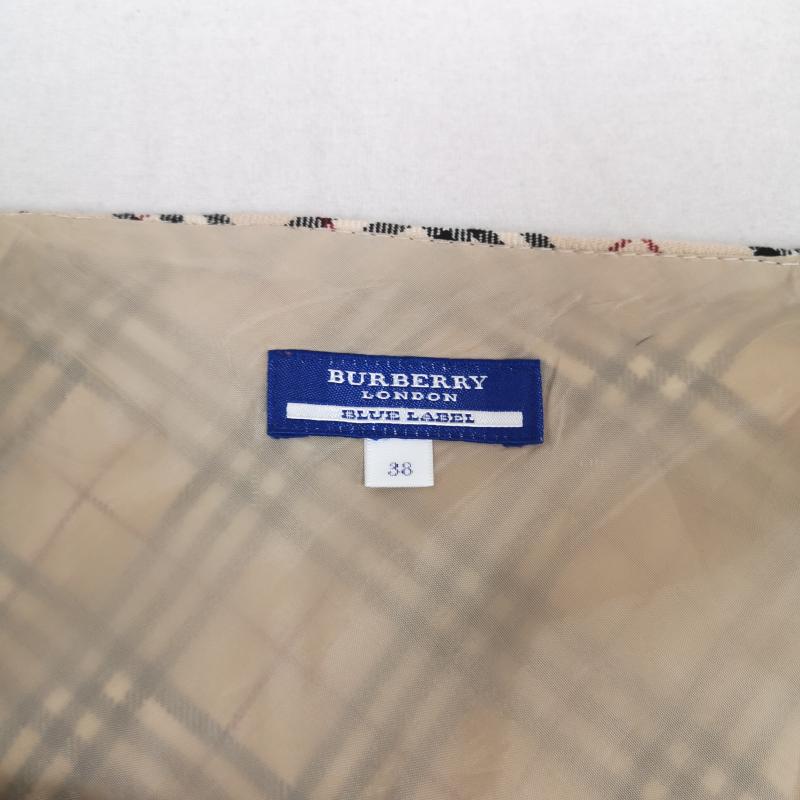 バーバリー・ブルーレーベル BURBERRY BLUE LABEL スカート ひざ丈スカート ノバチェック柄 ウール製 台形 スカート FLF70-536 38 ベージュ / ベージュ / beige X マルチカラー / マルチカラー / multicolor レディース USED 古着 中古 50170069