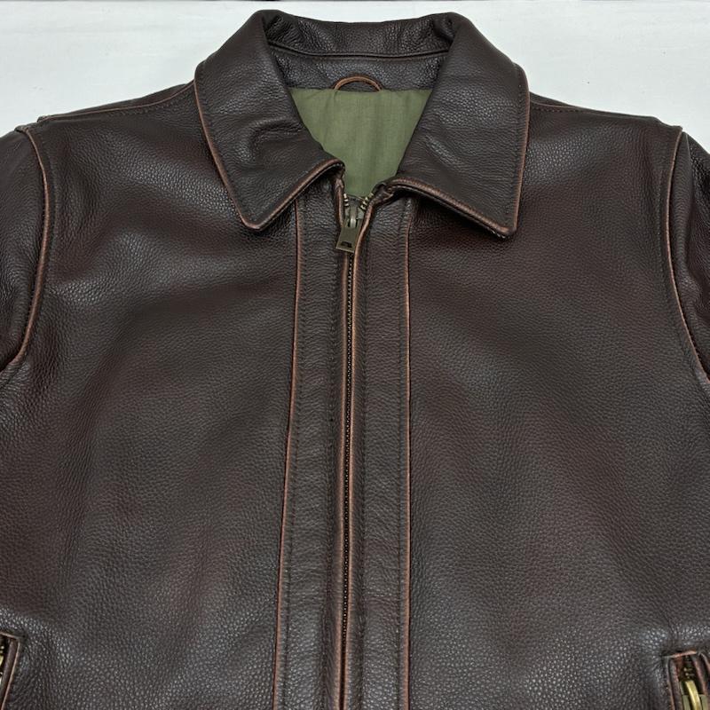 古着 USED ジャケット、上着 レザージャケット カウハイド 牛革 バイカー レザー ジャケット シングル ライダース L メンズ USED 古着 中古 50170072