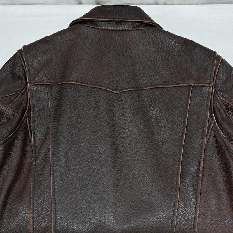 古着 USED ジャケット、上着 レザージャケット カウハイド 牛革 バイカー レザー ジャケット シングル ライダース L メンズ USED 古着 中古 50170072