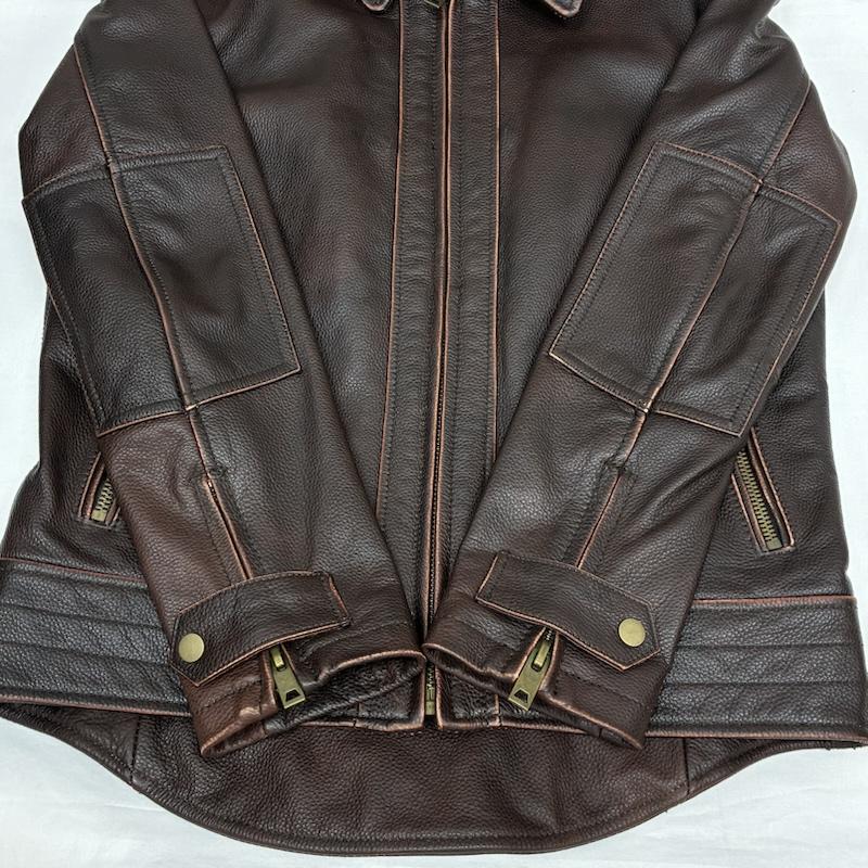 古着 USED ジャケット、上着 レザージャケット カウハイド 牛革 バイカー レザー ジャケット シングル ライダース L メンズ USED 古着 中古 50170072