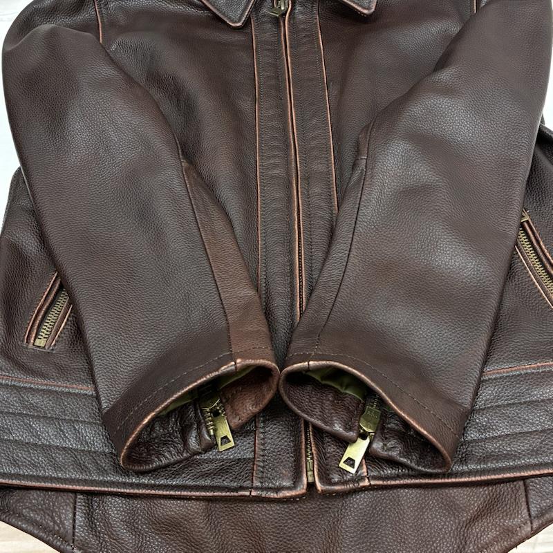 古着 USED ジャケット、上着 レザージャケット カウハイド 牛革 バイカー レザー ジャケット シングル ライダース L メンズ USED 古着 中古 50170072