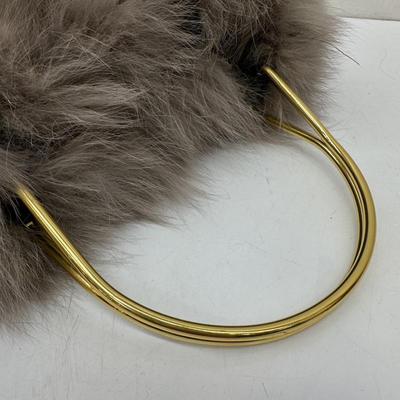 ヴィオラドーロ VIOLAd ORO ハンドバッグ ハンドバッグ ヴィオラドーロ フォックス ファー メタル ハンドル バッグ - チャコールグレー / チャコールグレー / レディース USED 古着 中古 50170074