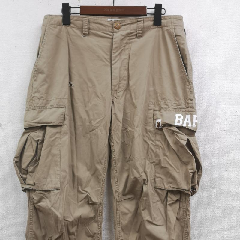 アベイシングエイプ A BATHING APE パンツ ワークパンツ、ペインターパンツ 6ポケット ロゴ ミリタリー カーゴ パンツ 001PTB301012X L ベージュ / ベージュ / beige メンズ USED 古着 中古 50170080