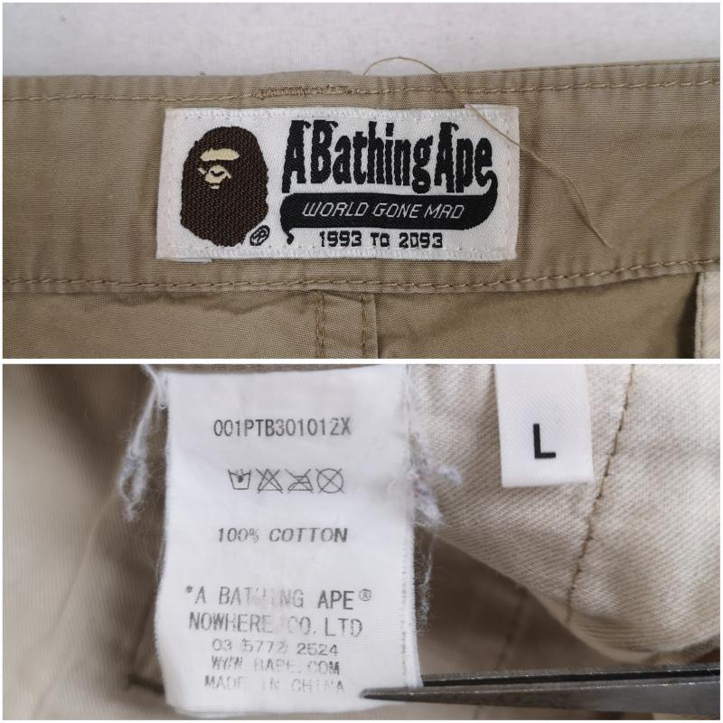 アベイシングエイプ A BATHING APE パンツ ワークパンツ、ペインターパンツ 6ポケット ロゴ ミリタリー カーゴ パンツ 001PTB301012X L ベージュ / ベージュ / beige メンズ USED 古着 中古 50170080