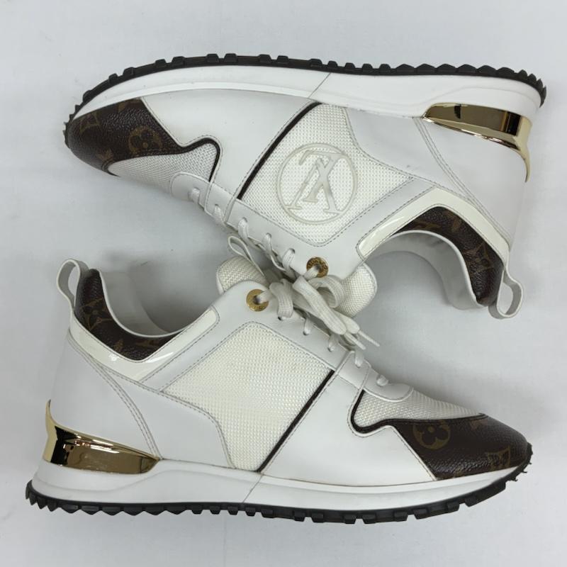 ルイヴィトン LOUIS VUITTON スニーカー スニーカー Run Away Sneaker ランアウェイ ライン スニーカー 1A4XNL モノグラム キャンバス カーフレザー 24.5cm レディース USED 古着 中古 50170086